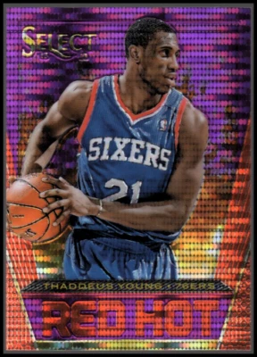 2013-14 Select Red Hot Prizms Purple Thaddeus Young #d 42/99 PHILADELPHIA 76ERS - Image 1 of 2
