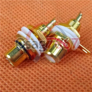 2pcs Gold Motor Amp Rca Connector Female Chassis Sockets Brand new - Picture 1 of 6