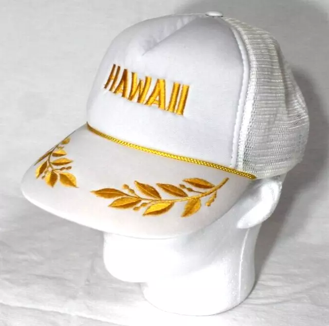Gorra de béisbol blanca HAWAI Trucker huevos revueltos logotipo dorado malla cierre trasero de colección Foto 1 de 4