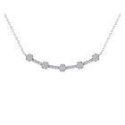 10k White Gold Natural Diamond Composite Pendant Necklace 18" Silver Chain