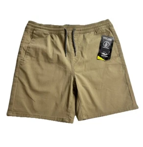 Volcom Frickin Elastic Drawstring Chino Shorts Big Boys Sz L (12) Khaki NWT $40 - Picture 1 of 14