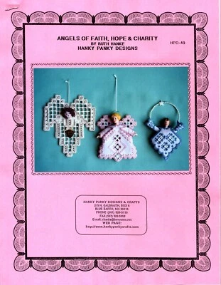 Hardanger Angels of Faith Hope and Charity Pattern Hanky Panky Designs HPD-49 - Image 1 of 3