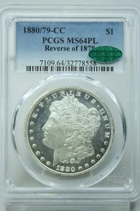 1880/79-CC Morgan Silver Dollar PCGS MS64PL Green CAC #8558 - Picture 1 of 4