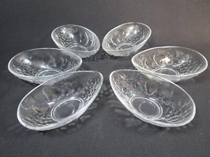 6 Lovely Vintage Fruit Embossed Design Glass Oval Dessert Bowls Made In France - Picture 1 of 6