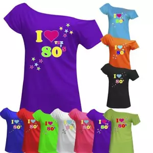 Women I Love The 80's T Shirt Retro Pop Star Ladies Hen Fancy Party Top Outfit - Picture 1 of 13