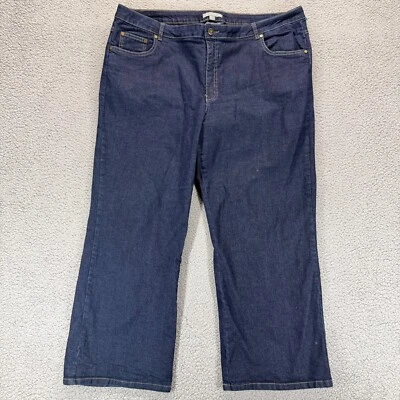 Pantalones de mezclilla Woman Within Petite azul lavado oscuro tiro alto pierna recta talla 22W Foto 1 de 4