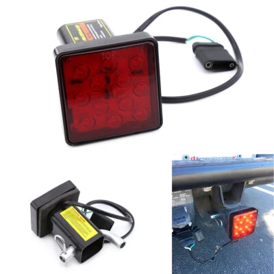 Cubierta de enganche de remolque con luz de freno súper brillante roja de 2" 12 LED para remolque y transporte Foto 1 de 4