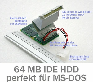 Stossfste 64MB Ide Mini Rigide Disc SSD Pata Pour Ms-dos Avec Adaptateur 44-PIN - Photo 1/1