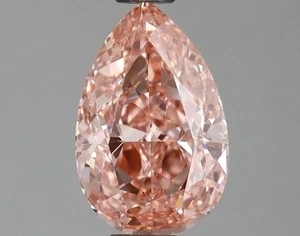 Pear 1.11ct Fancy Vivid Pink VS1 CVD IGI Certified Loose Lab Grown Diamond - Picture 1 of 3