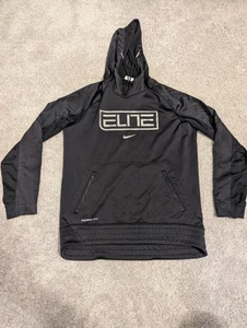 Nike Elite Hoodie Mens M Black Therma Fit Basketball Warm Up Pullover Drawstring - Picture 1 of 8