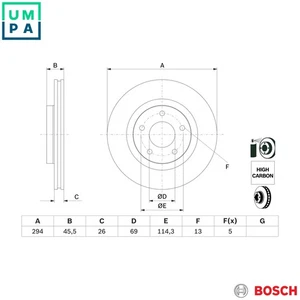 2x BRAKE DISC 0 986 479 745 FOR MITSUBISHI OUTLANDER/III/SUV/SPORT ASX/Van 1.6L - Picture 1 of 9