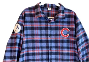 Chicago Cubs Shirt Mens XL Plaid Flannel Button Up Motorola MLB Baseball - Picture 1 of 11