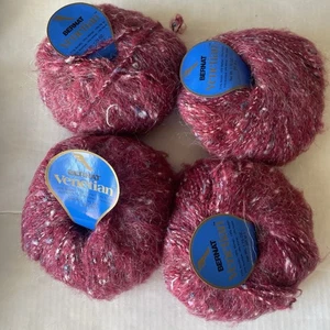Bernat Veneciano Borgoña Arcílico Mezcla Mohair Estilo Hilo Peinado 50 gramos Lote de 4 - Imagen 1 de 3