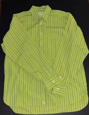 Camisa Lorenzini Verde/Azul Rayas Manga Larga Abotonada Hecha en Italia 16/41 L Foto 1 de 4