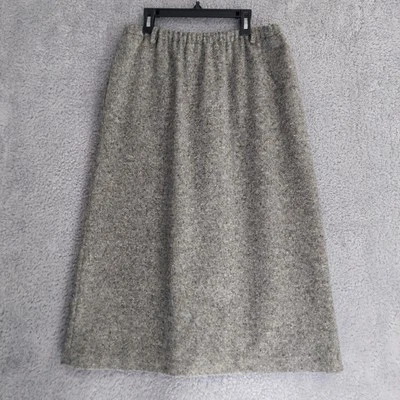 Falda Orvis Midi Para Mujer Talla 10 Gris Hecha en EE. UU. 100% Lana Elastizada Cintura Bolsillos Foto 1 de 4