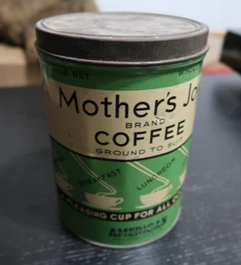 Vintage Mother's Joy Brand Coffee 1 LB Litho Tin Philadelphia Am Store Co - Picture 1 of 14