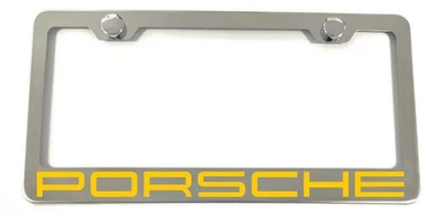 Marco de matrícula de acero inoxidable Carrera Cayman Macan libre de óxido con tapas de pernos Foto 1 de 3