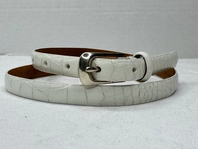 Cinturón de vestir ajustado blanco con logotipo de Lauren Ralph Lauren para mujer talla pequeña Foto 1 de 4