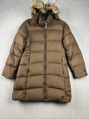 Mountain Hardwear Jacket Women M Brown Full Zip Down Hooded Parka Puffer Outdoor - Image 1 of 4