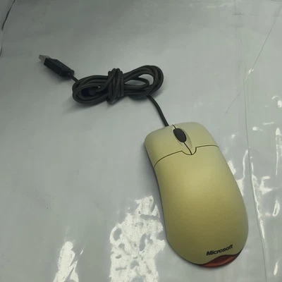 Vintage Microsoft Wheel Optical USB Ps/2 Mouse-Beige (X08-18741)-Working - Image 1 of 4