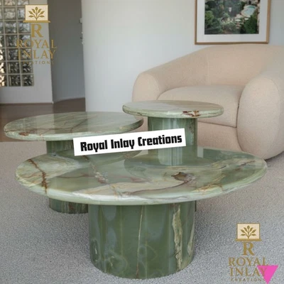 Mid-Century Modern Green Onyx End Table | Statement Stone Furniture - Image 1 of 4