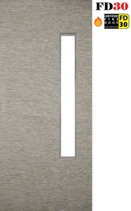 Premdor Grey Portfolio 1L Pre-Finished Glazed Office Fire Door FD30 + Delivery - Picture 1 of 4