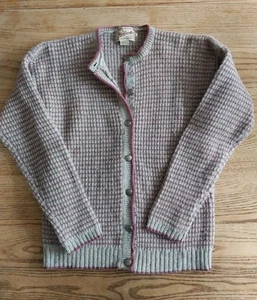 Maglione cardigan lana vintage Woolrich donna taglia media beige rosa bottoni Gorpcore - Foto 1 di 6