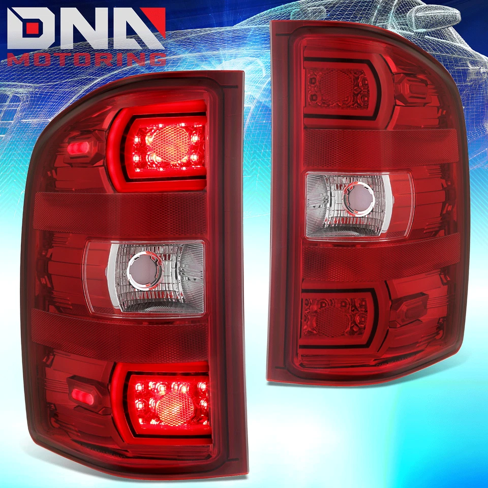 Par de luces traseras LED cromadas/rojas HD para Sierra Silverado 1500 2500 3500 HD 2007-2014 Foto 1 de 4