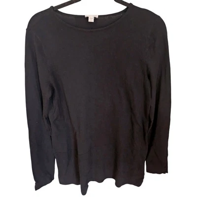 Top tejido manga larga negro J. Jill, talla alta pequeña, esencial para todos los días Foto 1 de 4