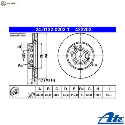 2x BRAKE DISC 24.0122-0202.1 FOR VW AUDI A8L BRK/BKL/AYT 3.2L CEXB/CARA 3.0L A8 - Image 1 of 4