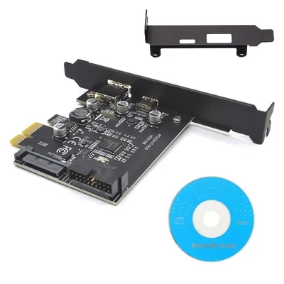 PCI-E 1X转USB 3.2 Gen1 5Gbps 2端口(C型+ A型)扩展卡带19PIN — 第 1/4 张图片