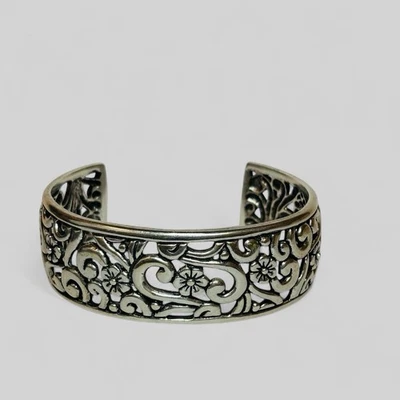 Carolyn Pollack Sterling 925 Silver Floral Cuff Bracelet 7 in - Image 1 of 4