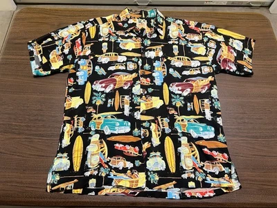 Camisa de rayón grande John Serverson Kahala hawaiana para hombre autos clásicos con botones Foto 1 de 4