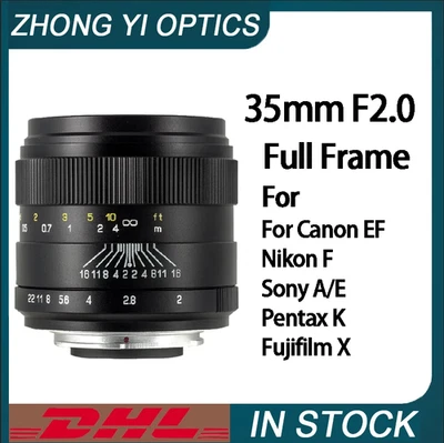 Zhongyi Mitakon 35mm F2.0 Full Frame Large Aperture Lens for EF/F/E/X/PK/L Mount - Image 1 of 4