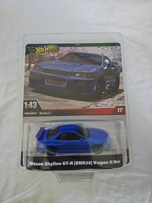 Nissan Skyline GT-R BNR34 V-Spec II Bur Blue 1:43 Hot Wheels Foto 1 de 2