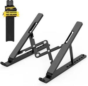 Adjustable Laptop Stand, Portable Laptop Riser for Desk, Abs+Silicone Foldable V - Picture 1 of 8