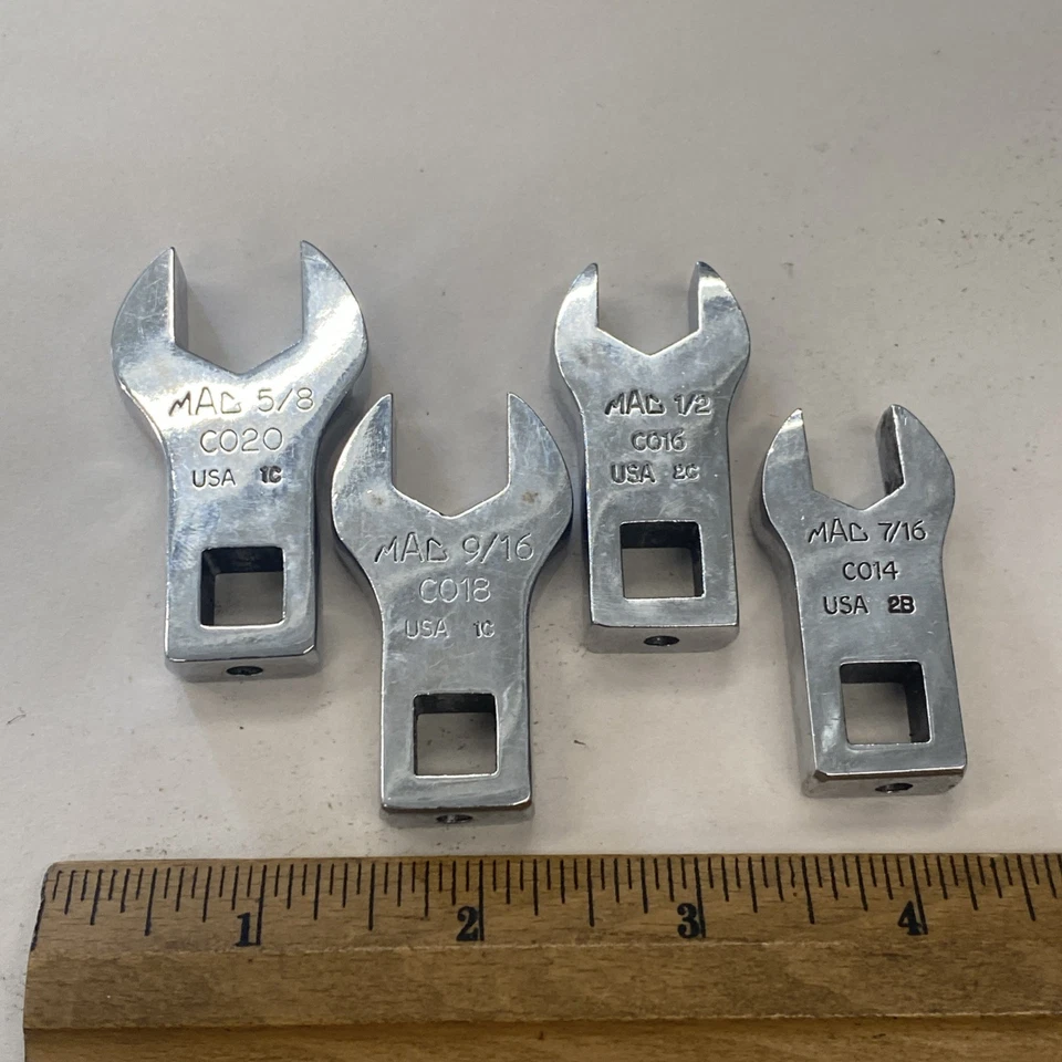 Mac Tools 4pc SAE Open End Crowfoot Wrenches 3/8" Drive 7/16" to 5/8, bn4402 - Image 1 of 4