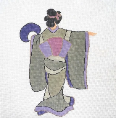Hand-Painted Needlepoint Canvas "Geisha III" by Sandra Gilmore - Image 1 of 2