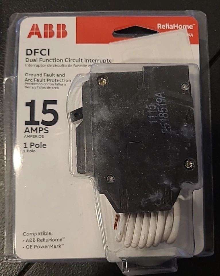 ABB 15 Amp Dual Function DFCI Circuit Breaker 15A THQL1115DFA Ground Arc Fault