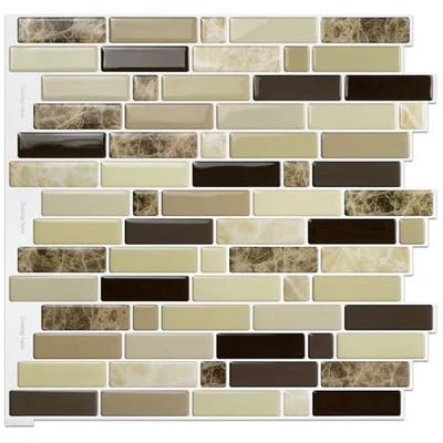  Самоклеящийся кухонный фартук 12 x 12 дюймов Peel and Stick, мраморный коричневый и серый - Изображение 1 из 4