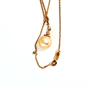 Gold Pearl and Diamond 14k Gold Pendant Necklace - Picture 1 of 4