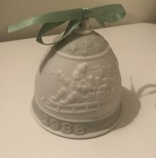 Lladro Porcelain 1988 Christmas Bell Mint Green Spain Ornament No Box