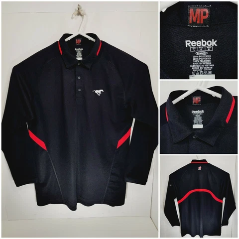 Team Issued Calgary Stampeders Mens XL Shirt Polo Long Sleeve CFL Reebok PlayDry Cover
