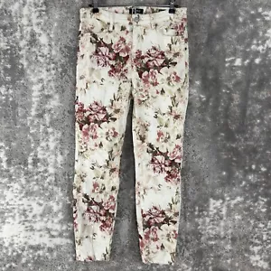 Buffalo Sz 6 (28) Ivory Floral Havana High Rise Stretch Skinny Ankle Jeans Pants - Picture 1 of 12