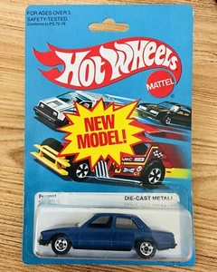 1981 Hot Wheels Peugeot No. 3281 #3281 Blue Sedan Made In Hong Kong Mint On Card - Picture 1 of 7