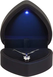 Heart Shaped LED Pendant Necklace Box Jewelry Gift Boxes for Bracelet Black NEW - Picture 1 of 12