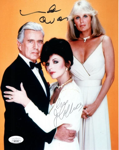 LINDA EVANS+JOAN COLLINS HAND SIGNED 8x10 PHOTO   SIGNED BY BOTH   DYNASTY   JSA Cover