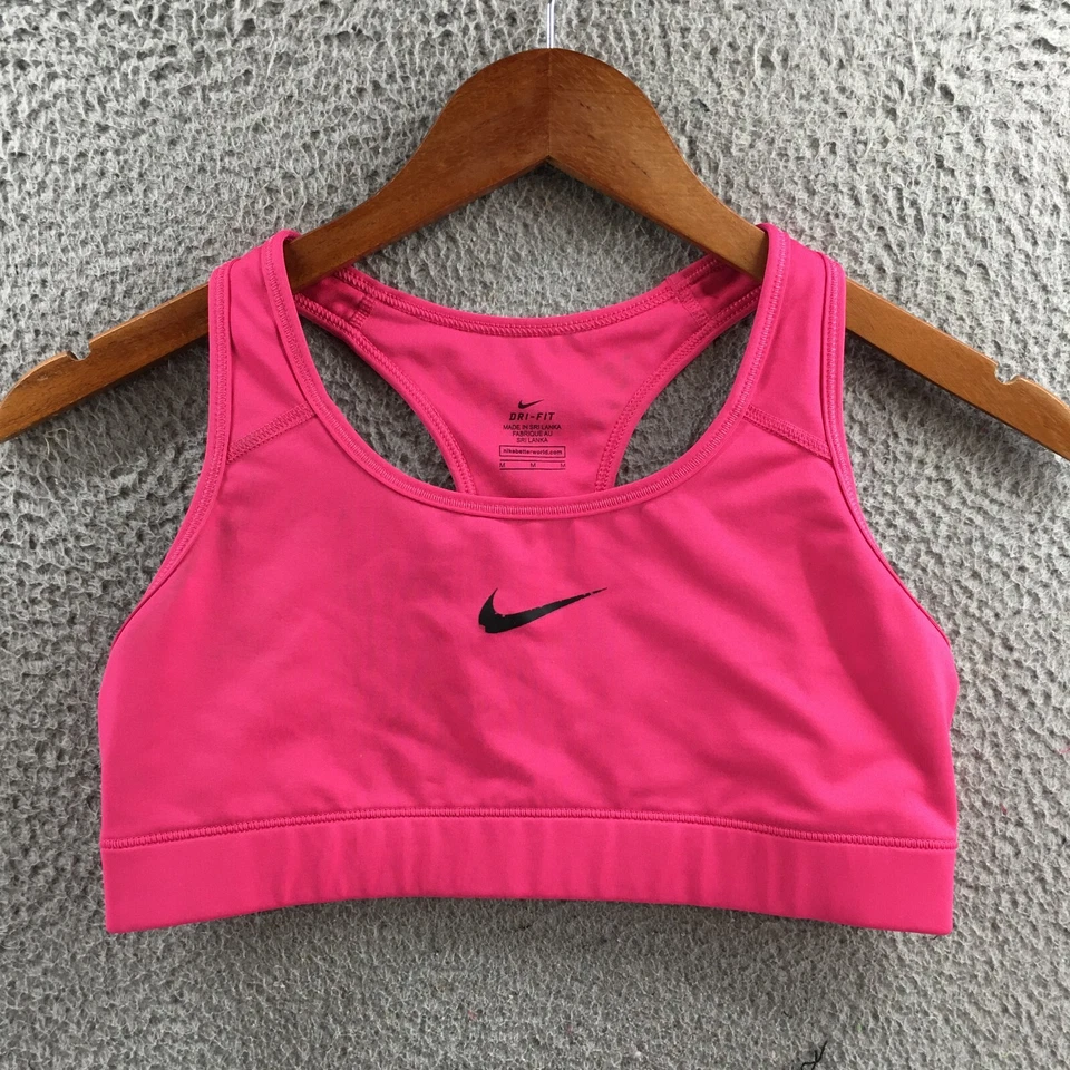 Nike Swoosh Dri-Fit спортивный бюстгальтер женщин M розовый без рукавов спортивная спина без подкладки - Изображение 1 из 4