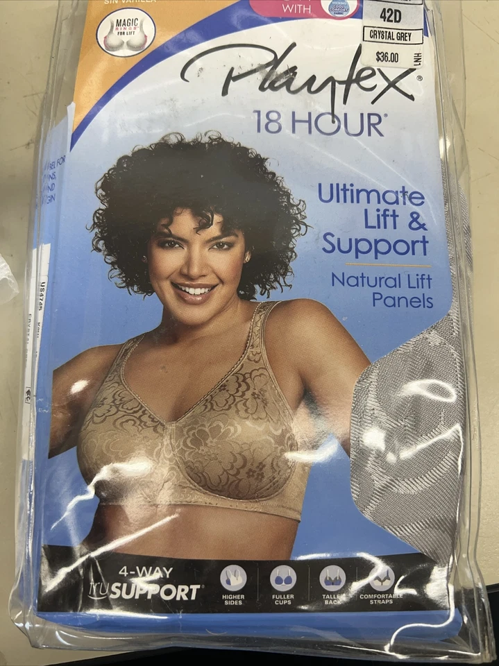 Playtex 18 Hour Ultimate Lift and Support Wireless Bra Black 38b 4745
