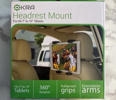 OKRA Car Seat Headrest Mount for 7" to 10" Tablets 360-degree Rotation - Image 1 of 2